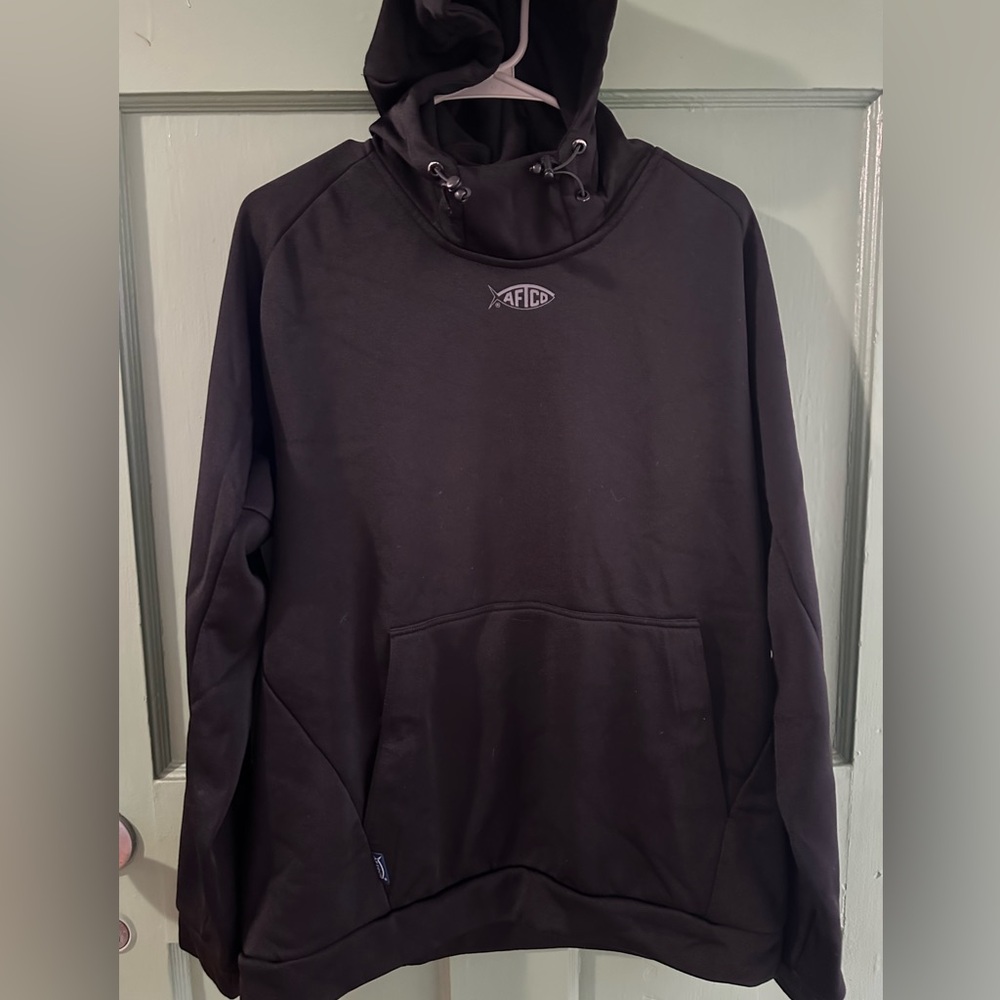 AFTCO Black Hooded Pullover Sweatshirt